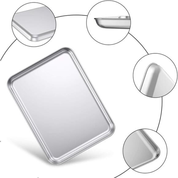 Baking Sheet Set of 2, Wildone Stainless Steel Baking Tray Cookie Pan - Picture 4 of 8